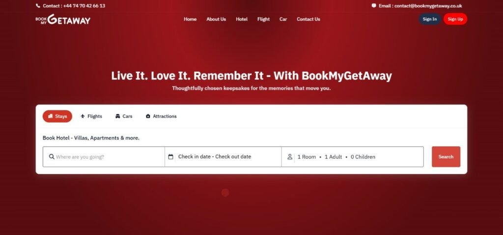 Book My Getaway Website